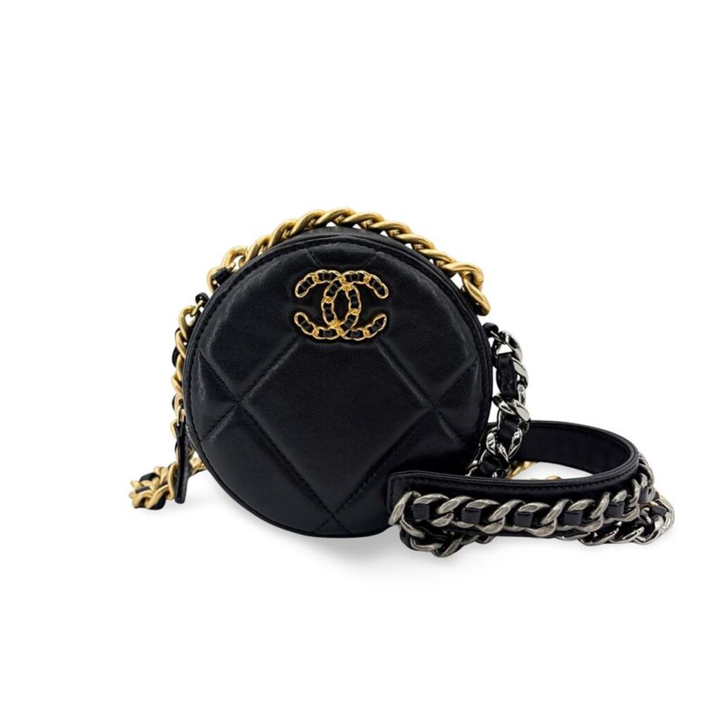 Chanel 19 Round Clutch with Chain Black